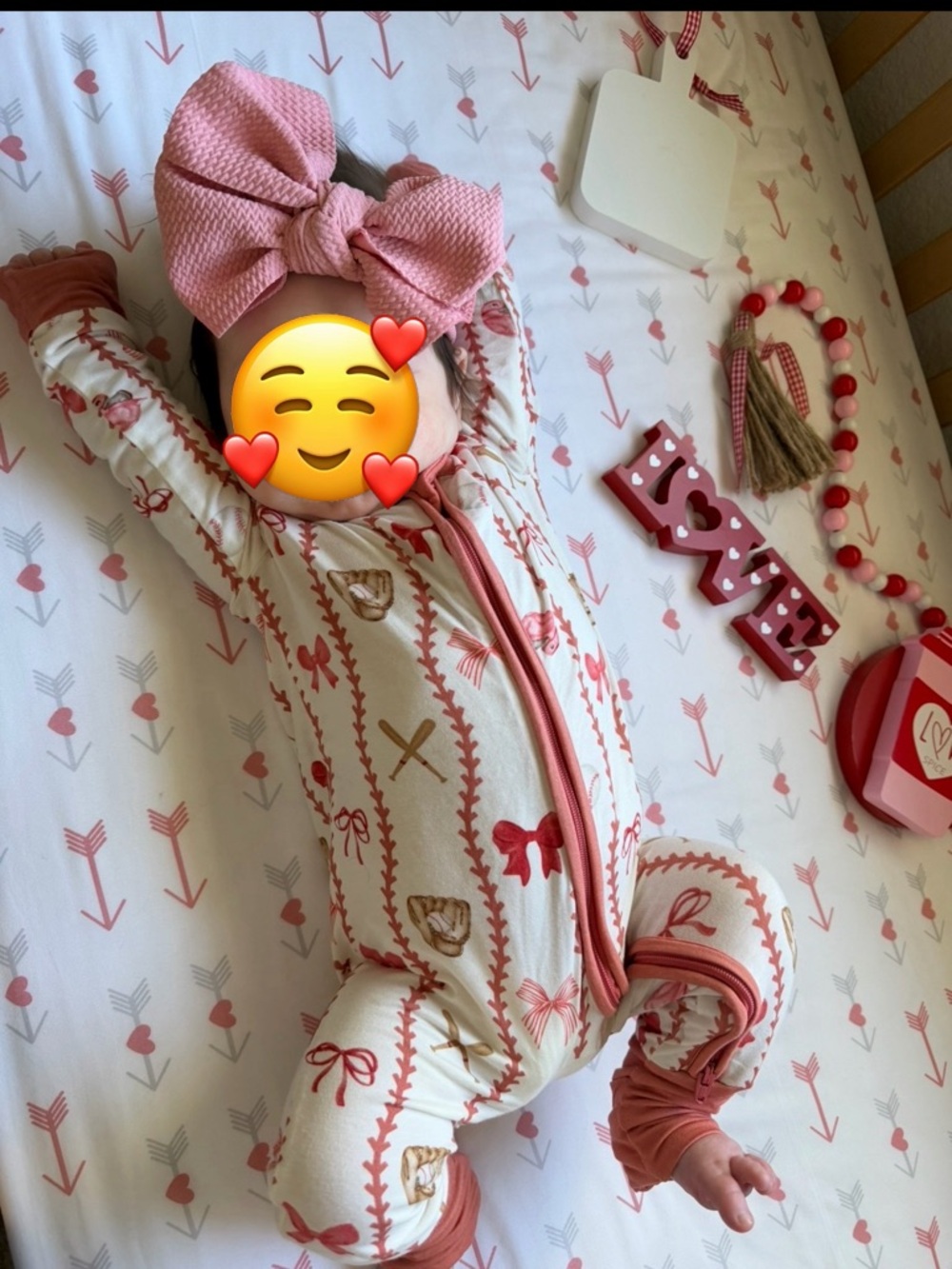 Baby Girl Baseball/Softball Onesie 3-6 months, bamboo breathable and double zip